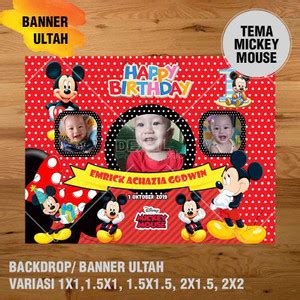 Jual Mickey Mouse Minnie Mouse Banner Ultah Backdrop Ultah Spanduk K