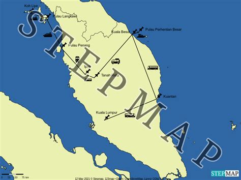 StepMap Malaysia Landkarte für Südostasien