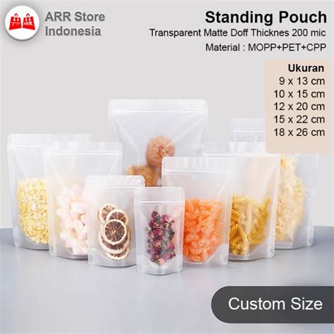 Jual Standing Pouch Transparan Matte Doff Kemasan Plastik Klip Shopee