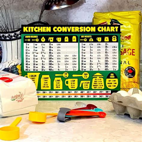 Kitchen Conversion Chart Magnet Extra Large Easy To Read 11” X 8 5