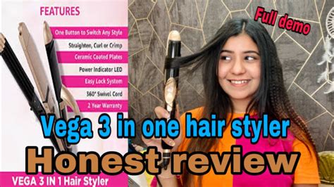 Vega 3 In 1 Hair Styler Honest Review Full Demo Straight Curls And