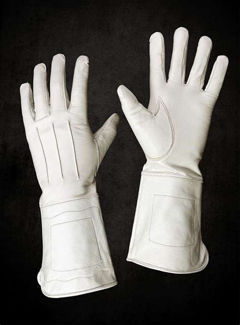 LARP Costume - White uniform leather gloves - TheVikingStore.co.uk