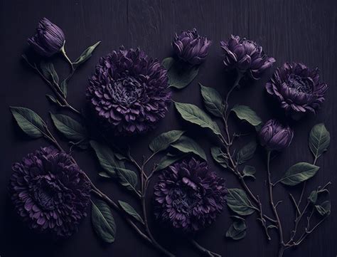 Premium Photo | Purple flowers on a dark background