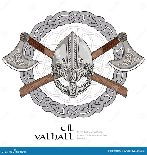 Viking Skull Crossed Axes Vector Illustration Stock Vector