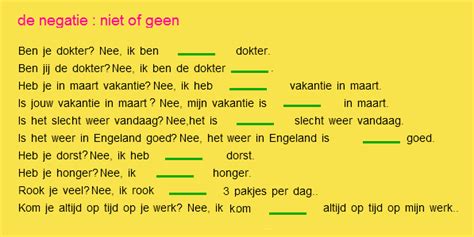 De Negatie Niet Of Geen Antwoord Negatief Op De Vragen Dutch