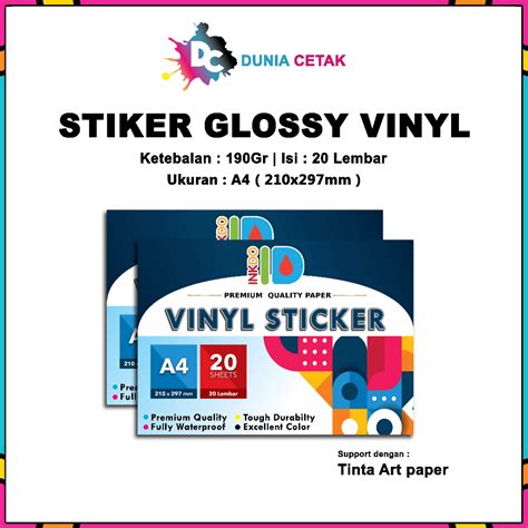 Jual Kertas Sticker Vinyl Glossy A4 Isi 20 Lembar Stiker Mengkilap