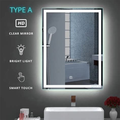 GLOREX 70 80cm 3 Colour LED Mirror Wall Mirror LED Smart Mirror