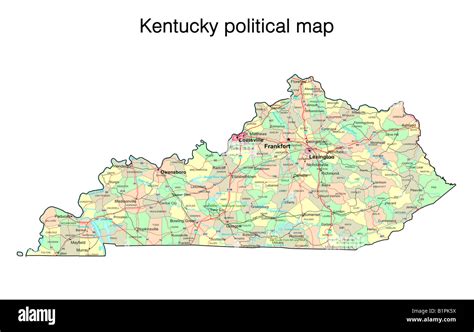Kentucky State Political Map Stock Photo Alamy