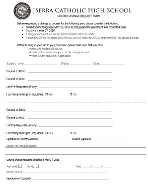 Fillable Online Before Requesting A Change To Courses For The Following