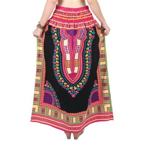 Black And Pink Colorful African Dashiki Skirt Dashikikiss