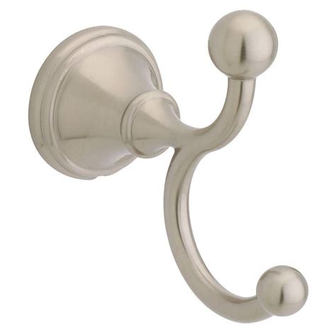 Delta Crestfield Double Robe Hook In Satin Nickel Dec Towel Hooks