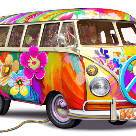 Volkswagen Bus Hippie Style Flowers Creative Fabrica