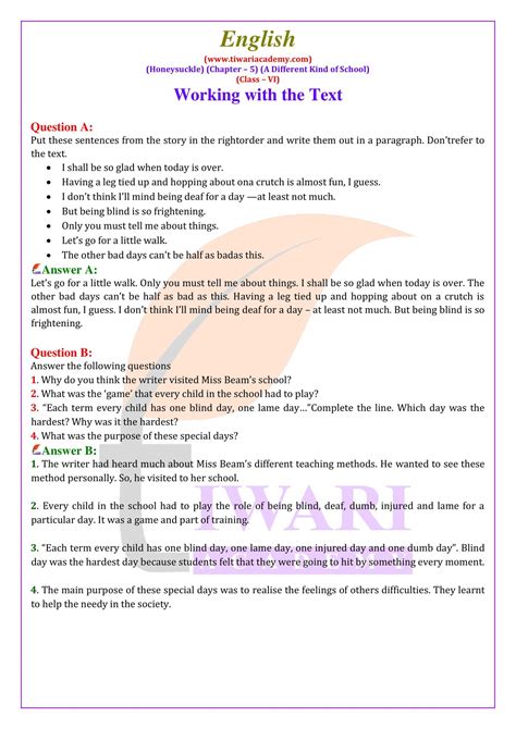 Ncert Solutions For Class English Honeysuckle Chapter