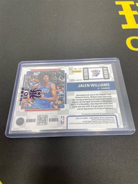 Panini Contenders Optic Jalen Williams Rc Op