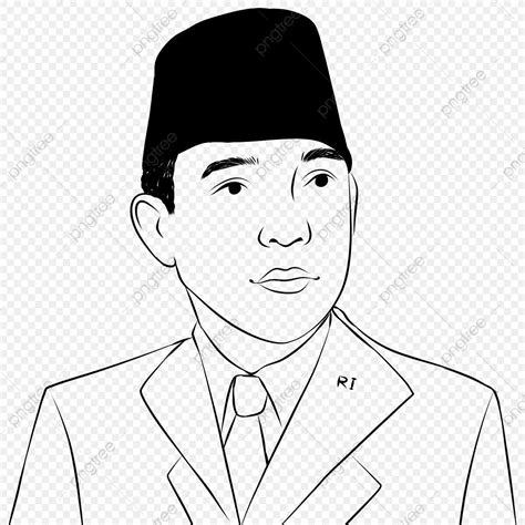 Indonesian Heroes Soekarno Bust Up Line Art Icon, Line Icons, Art Icons ...