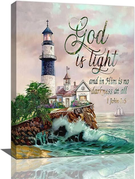 Lighthouse Wall Art Christian Beach Nautical Coastal Bible Verse