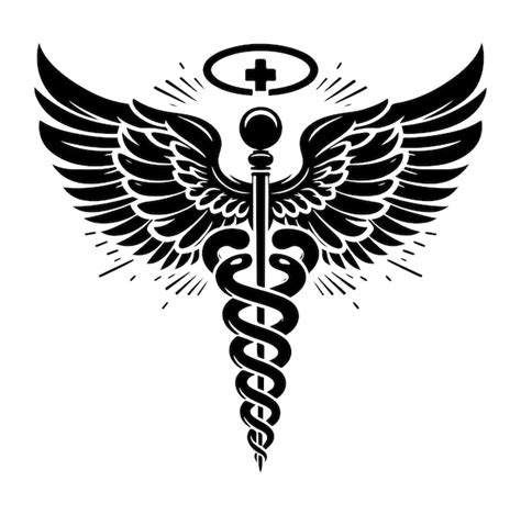 Vector caduceus símbolo de saúde asclepius ícone de varinha silhueta de