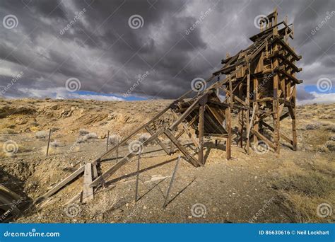 Old Gold Mining Sluice Life Head Frame Stock Photo Image Of Hopper