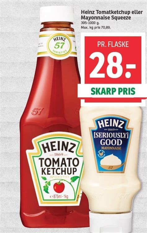 Heinz Tomatketchup Eller Mayonnaise Squeeze Tilbud Hos Spar