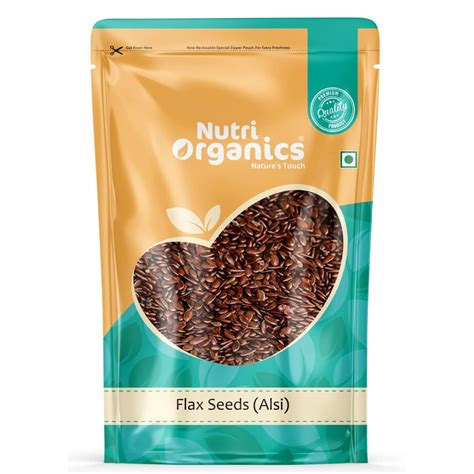 Nutri Organics Flax Seeds 1kg Raw Unroasted Flaxseed Alsi Seeds For Eating Weight Loss Hair