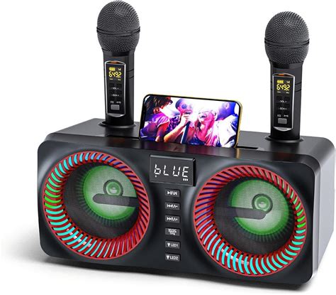 Gjcrafts Karaoke Machine Portable Bluetooth Speaker With Uhf Wireless