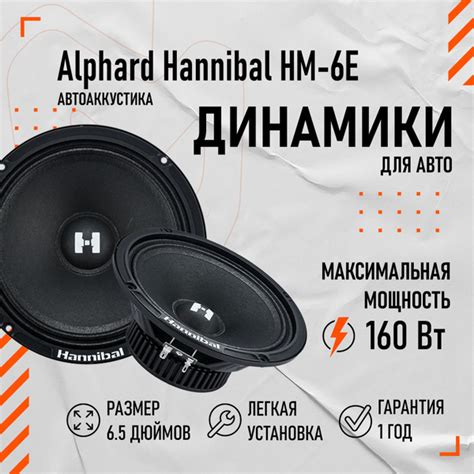 Среднечастотная автомобильная акустика Alphard Hannibal HM-6E / Колонки ...