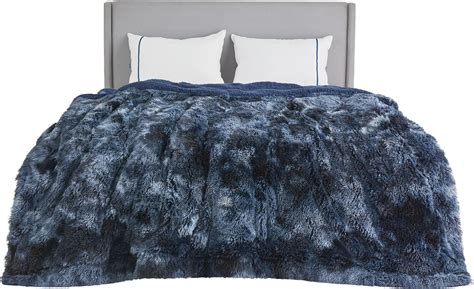 Amazon Bedsure Faux Fur Blankets Queen Size Tie Dye Navy Fuzzy