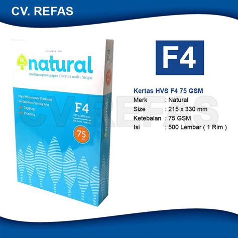 Kertas Hvs F Gsm Natural