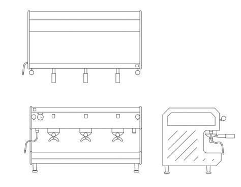 Coffee machine plan and elevation details cad drawing dwg file - Cadbull