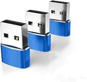 محول USB نوع C انثى الى A ذكر للكمبيوتر واللابتوب شاحن الهاتف ازرق عدد