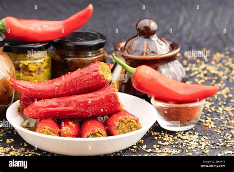 Traditional Homemade Red Chilli Pickle Also Known As Moti Teekhi Lal