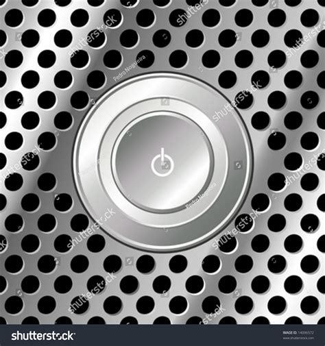 Power Button Over Square Metallic Look Surface Stock Vector Illustration 14096572 : Shutterstock