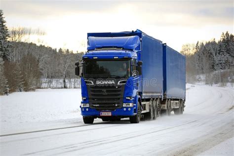 New Scania Cargo Truck On Winter Road Editorial Photography Image Of