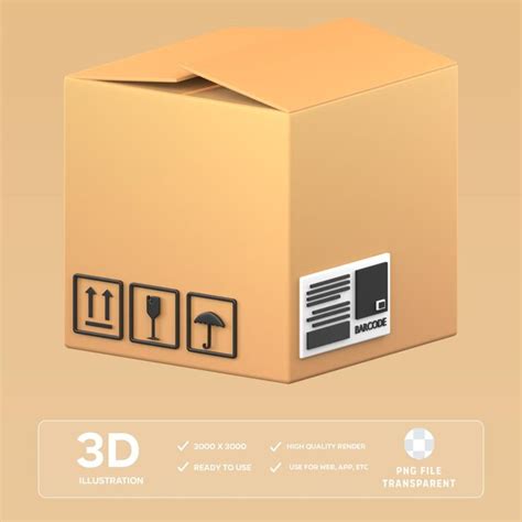 Premium PSD PSD Cardboard Box 3D Illustration