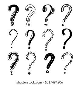 Set Hand Drawn Question Marks Vector Stock Vector Royalty Free