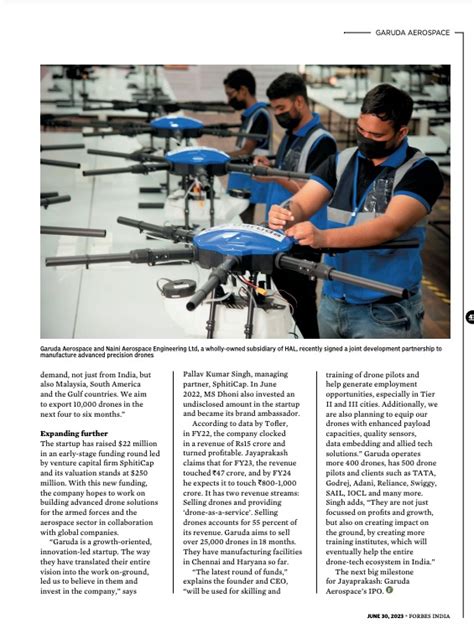 Garuda Aerospace Pvt Ltd On Twitter Featured In Forbesindia Magazine