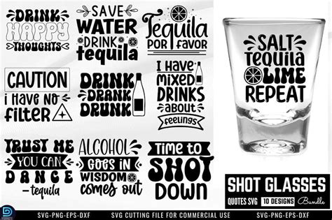 Shot Glasses Quotes Svg Bundle So Fontsy