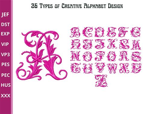 Creative Alphabet Embroidery Designs, Alphabet Machine Embroidery ...