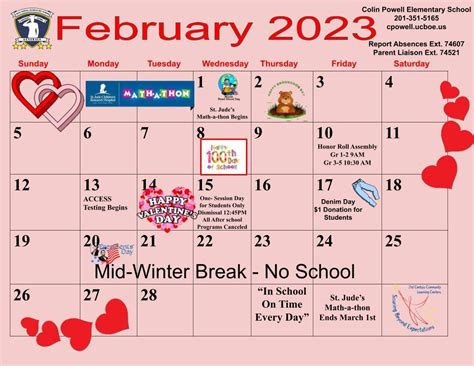 February Calendar | Colin Powell Elementary School