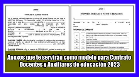 Anexos que te servirán como modelo para Contrato Docentes y Auxiliares