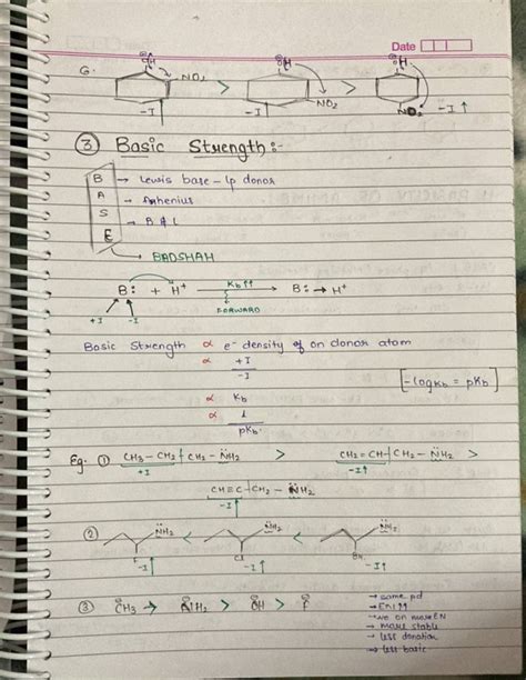 6. (3) Basic Strength:- B→ lewis base −1p donor - Arhenius E →B&L BADSHAH..