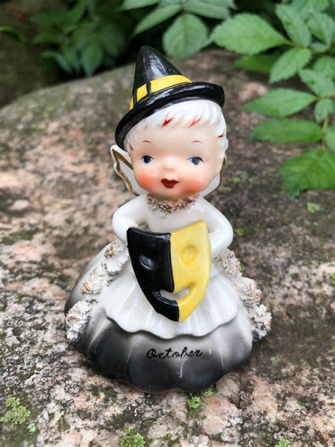 October Angel Bell Napco 1956 Vintage Halloween Figurine Etsy