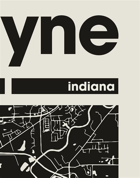 Fort Wayne City Map Indiana City Map Minimalist City Map - Etsy