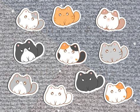 Pack Of Cute Cats Mini Stickers Brown Black And White Cat Sticker