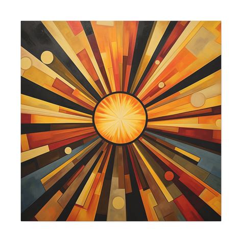 Sunburst Painting Art Deco Style Painting Of Sunburst On Square Canvas