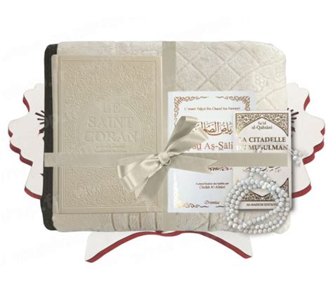 Coffret Pack Cadeau Beige Et Blanc Mixte Tapis De Pri Re Epais