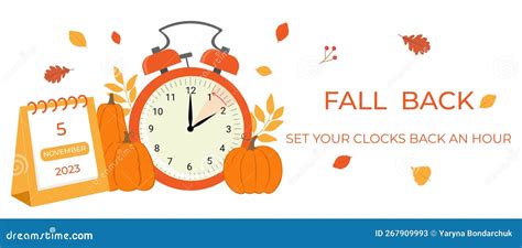 Daylight Saving Time Ends Concept Banner Fall Back Time Stock Vector