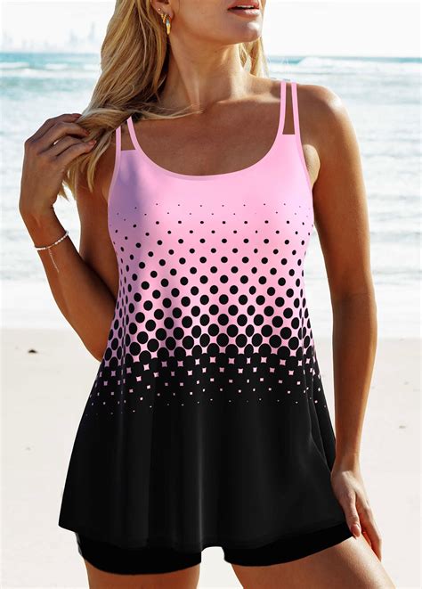 Plus Size Patchwork Pink Ombre Tankini Top Modlily Usd