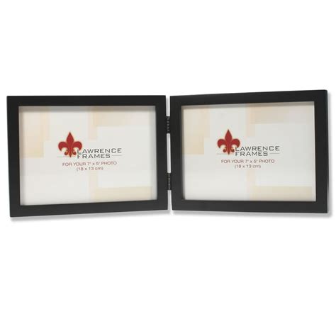 5x7 Hinged Double Horizontal Black Wood Picture Frame Gallery