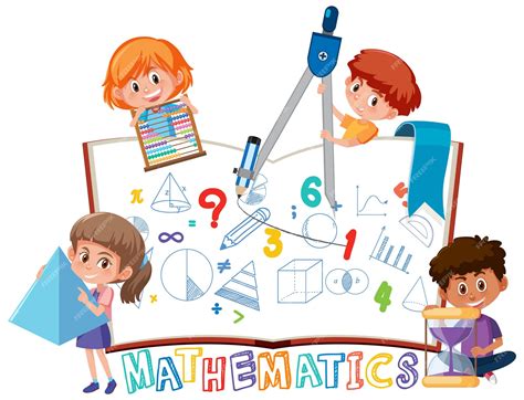 Niños Aprendiendo Matemáticas Con Herramientas En Libro Aislado Vector Premium